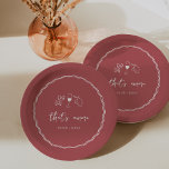 Handgeschriebenes Brautparty "That's Amore" Pappteller<br><div class="desc">Dieses wunderschöne, inspirierte Brautparty-Design besticht durch handgeschriebene, kursive Schriftzeichen, die mit einem weißen, roten, glänzenden Schleifenrand versehen sind. Handgezeichnete Illustrationen von Krawatte-Pasta, Wein und einer sizilianischen Zitrone ergänzen das Design für einen Sommer Amalfi Küste Look. Diese eleganten mediterranen Brautparty-Papier-Teller zeichnen sich durch "das ist amore" in handgeschriebenen Schriften mit den...</div>