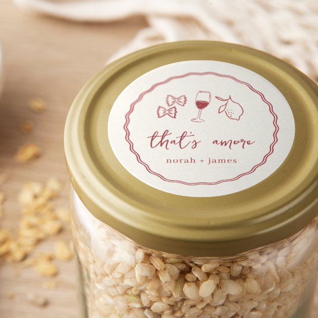 Handgeschriebenes Brautparty "That's Amore" Runder Aufkleber (Von Creator hochgeladen)