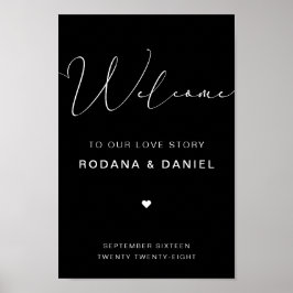 Handgeschriebenes Calligraphy Black Wedding Sign Poster