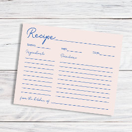 Handgeschriebenes Chic Blue Rezept für die Braut