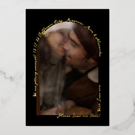 Handgeschriebenes elegantes Foto Schwarz und Real Folieneinladung