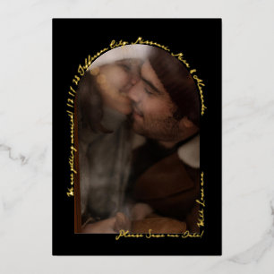 Handgeschriebenes elegantes Foto Schwarz und Real  Folieneinladung