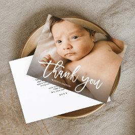 Handgeschriebenes Foto Baby Danke Karte
