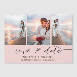 Handgeschriebenes Fotomaterial Rosa Save the Date Magnetkarte