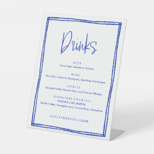 Handgeschriebenes französisches Blue Wedding Bar S Sockelschild