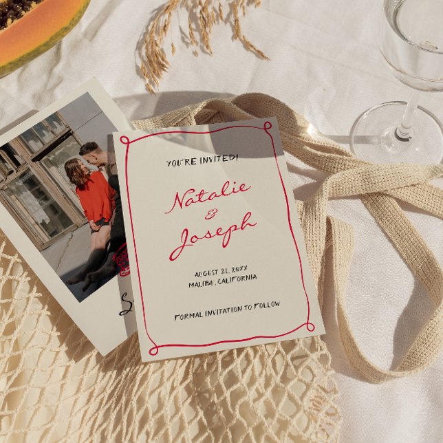 Handgeschriebenes, Gezeichnet Retro Whimsical Foto Save The Date (Von Creator hochgeladen)