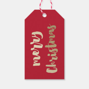 Handgeschriebenes Gold Frohe Weihnachten Rot Geschenkanhänger