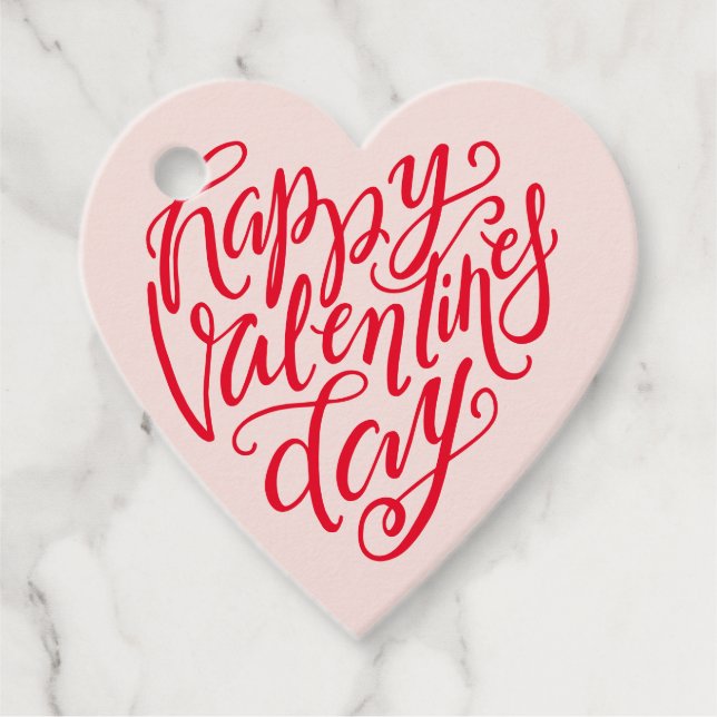 Handgeschriebenes Happy Valentine's Day Skript Her Geschenkanhänger (Vorderseite)