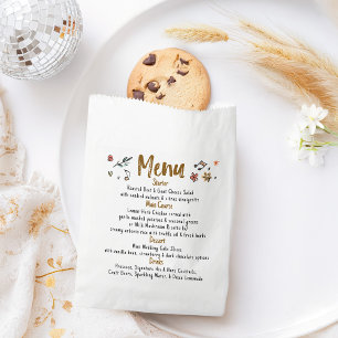 Handgeschriebenes Hochzeitsmenü für die Whimsical  Geschenktütchen