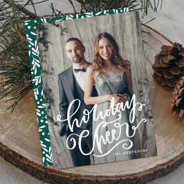 Handgeschriebenes Holiday Cheer Script Overlay-Fot Feiertagskarte