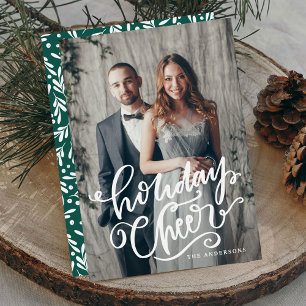 Handgeschriebenes Holiday Cheer Script Overlay-Fot Feiertagskarte