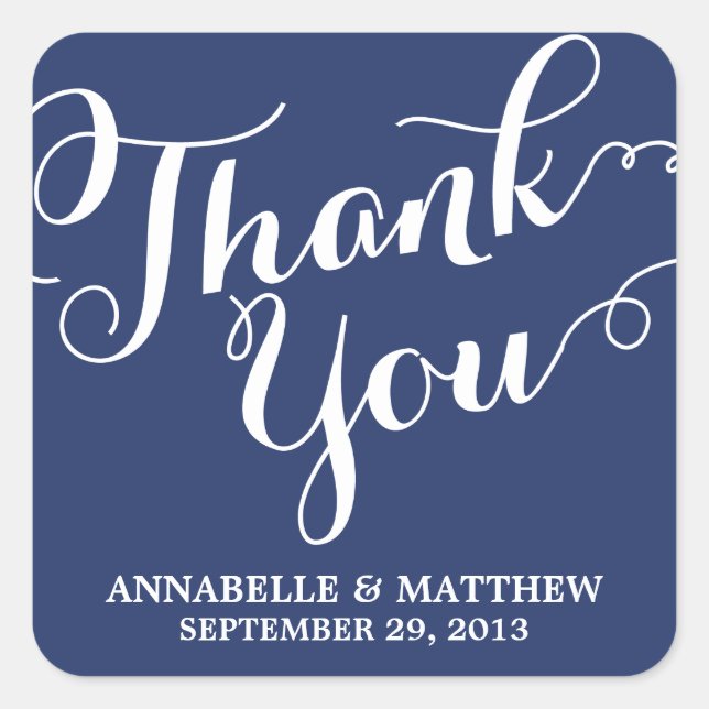 Handgeschriebenes Kalligrafie-Gastgeschenk Hochzei Quadratischer Aufkleber (Vorderseite)