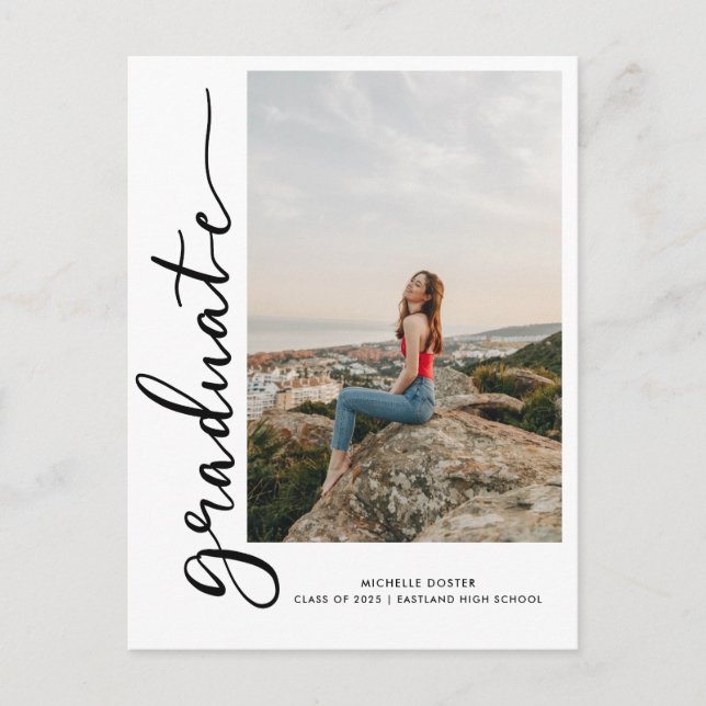 Handgeschriebenes lässiges Graduate-Skript | Foto Ankündigungspostkarte (Vorderseite)