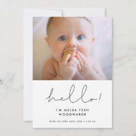 Handgeschriebenes minimalistisches Hello New Baby  Ankündigung