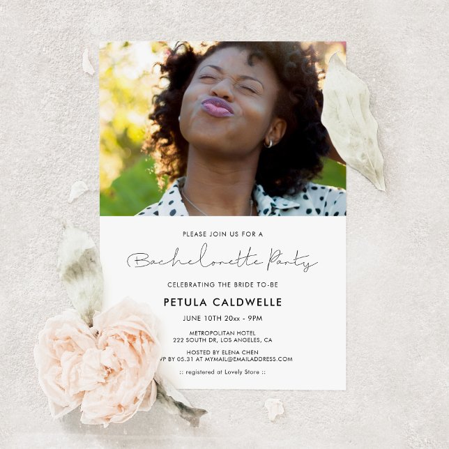 Handgeschriebenes minimalistisches Junggeselinnen- Einladung (Von Creator hochgeladen)