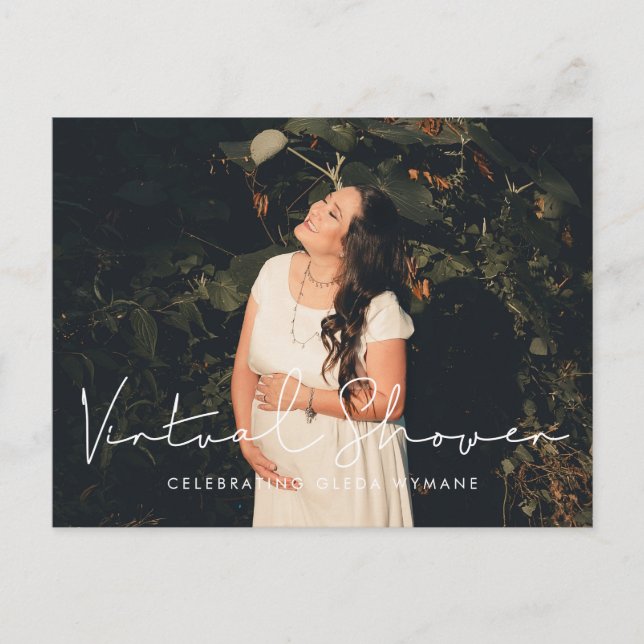 Handgeschriebenes minimalistisches Virtual Baby-Du Postkarte (Vorderseite)