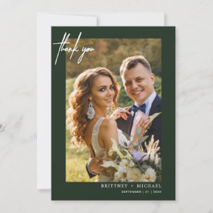 Handgeschriebenes, modernes, schlichtes Foto, grün Dankeskarte
