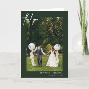 Handgeschriebenes modernes Waldgrün Dankeskarte