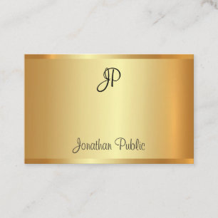 Handgeschriebenes Monogram Script Gold Moderne Ele Visitenkarte