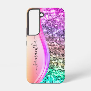 Handgeschriebenes Monogramm Irisierender Glitter S Samsung Galaxy Hülle