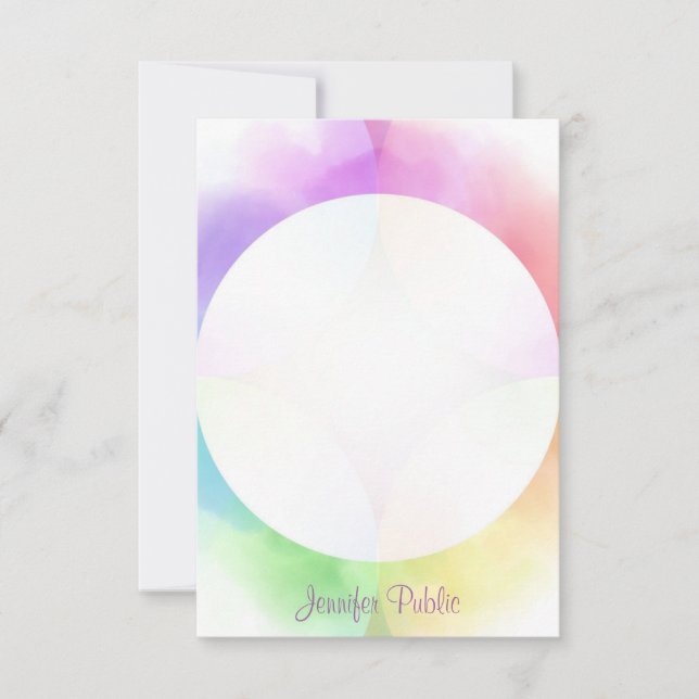 Handgeschriebenes Monogramm Personalisierte Farbe Mitteilungskarte (Vorderseite)