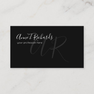 handgeschriebenes Monogramm schwarz Visitenkarte