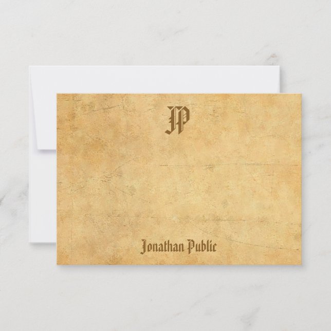 Handgeschriebenes Monogramm Vintag Nostalgisches D Mitteilungskarte (Vorderseite)