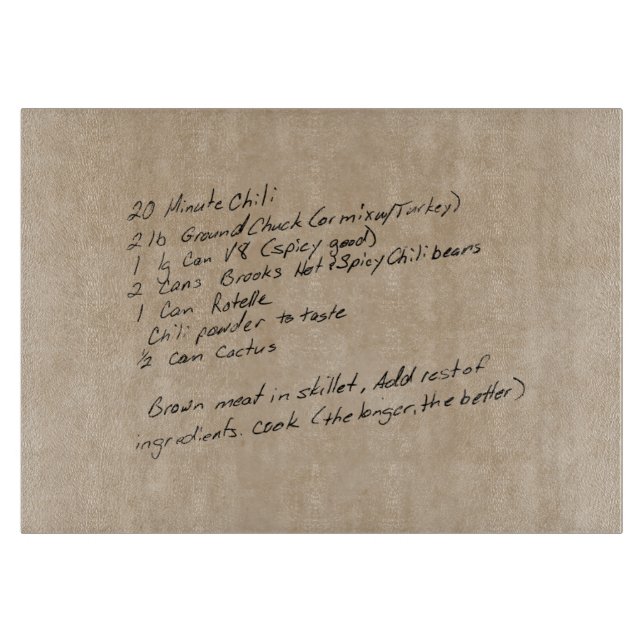 Handgeschriebenes Rezept Family - Benutzerdefinier Schneidebrett (Vorderseite)