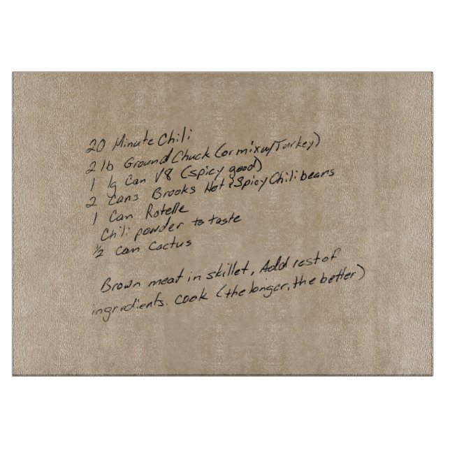 Handgeschriebenes Rezept Family - Benutzerdefinier Schneidebrett (Vorderseite)