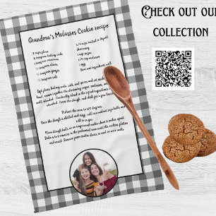 Handgeschriebenes Rezept Grau Kariertes Foto Geschirrtuch