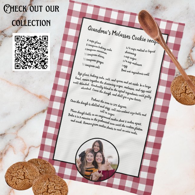 Handgeschriebenes Rezept Keepake Burgundy Karierte Geschirrtuch (Von Creator hochgeladen)