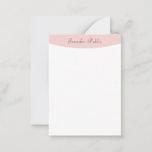 Handgeschriebenes Rosa Rosa Weiß Elegant Moderne M Mitteilungskarte