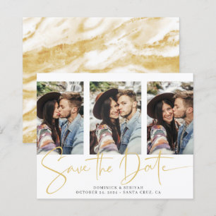 Handgeschriebenes Save the Date Gold-Marmor