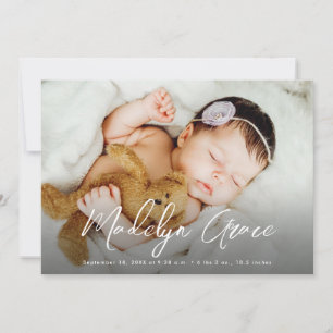 Handgeschriebenes Script Baby Name Foto Birth Ankündigung