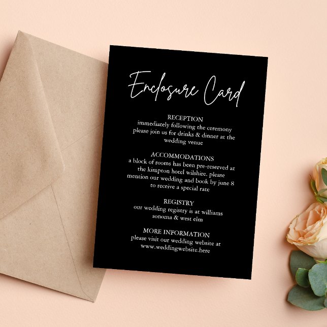 Handgeschriebenes Script Black Wedding Enclosure C Einladung (Von Creator hochgeladen)