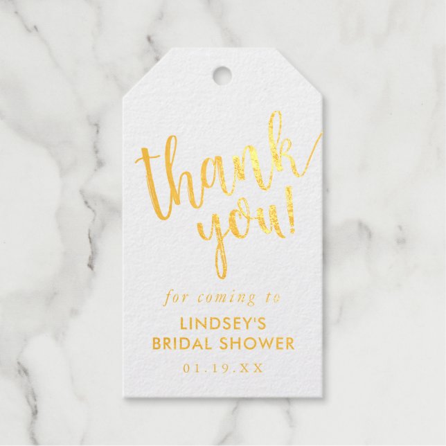 Handgeschriebenes Script-Brautparty Vielen Dank Geschenkanhänger (Vorderseite)