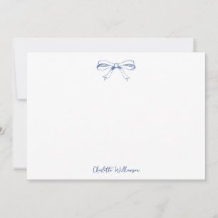 Handgeschriebenes Script Coquette Bow Blue Brautpa Dankeskarte