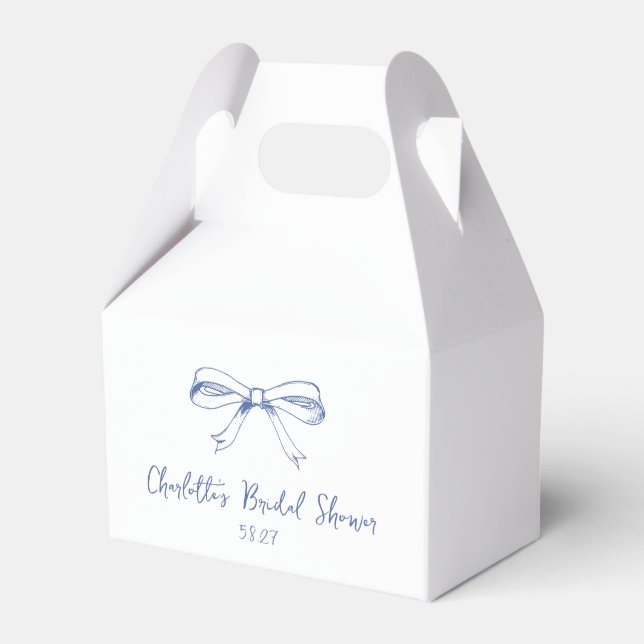 Handgeschriebenes Script Coquette Bow Blue Brautpa Geschenkschachtel (Vorderseite)