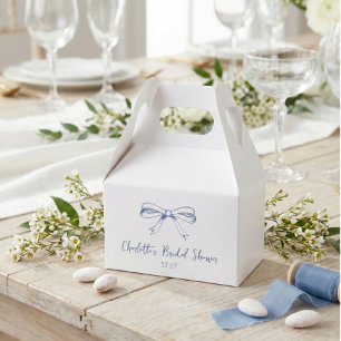 Handgeschriebenes Script Coquette Bow Blue Brautpa Geschenkschachtel