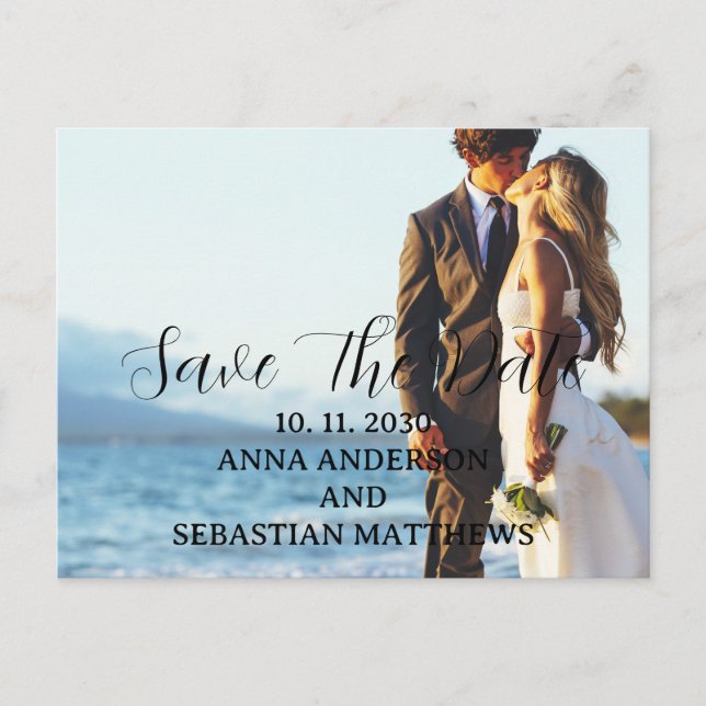 Handgeschriebenes Script-Foto Save the Date Postka Postkarte (Vorderseite)
