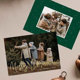 Handgeschriebenes Script Frohe Weihnachten 2 Foto Folien Feiertagskarte