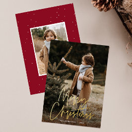 Handgeschriebenes Script Frohe Weihnachten 2 Foto Folien Feiertagskarte