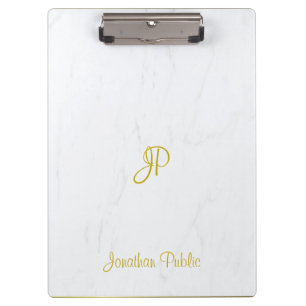 Handgeschriebenes Script Gold Monogram Elegant Mar Klemmbrett