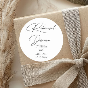 Handgeschriebenes Script Hochzeit Probe Dinner Runder Aufkleber
