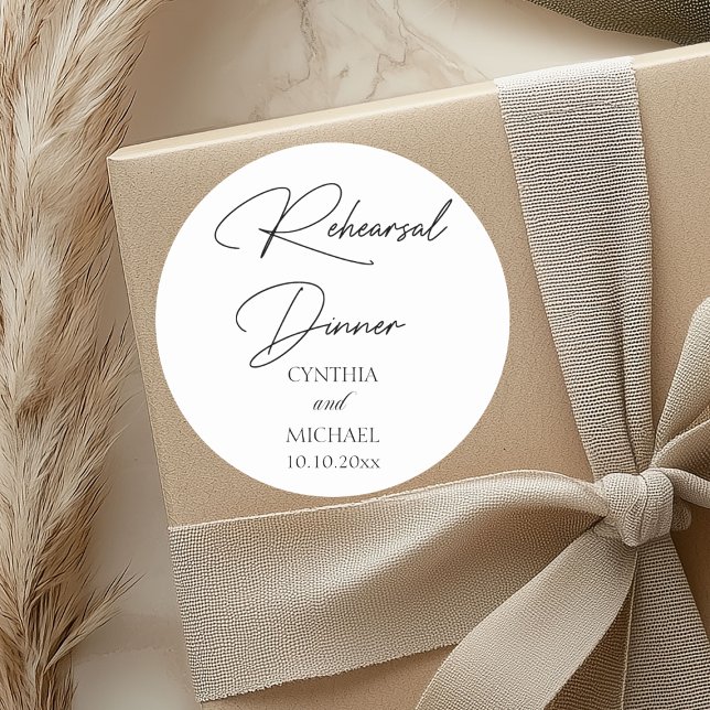 Handgeschriebenes Script Hochzeit Probe Dinner Runder Aufkleber (Von Creator hochgeladen)