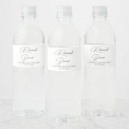 Handgeschriebenes Script Hochzeit Probe Dinner Wasserflaschenetikett