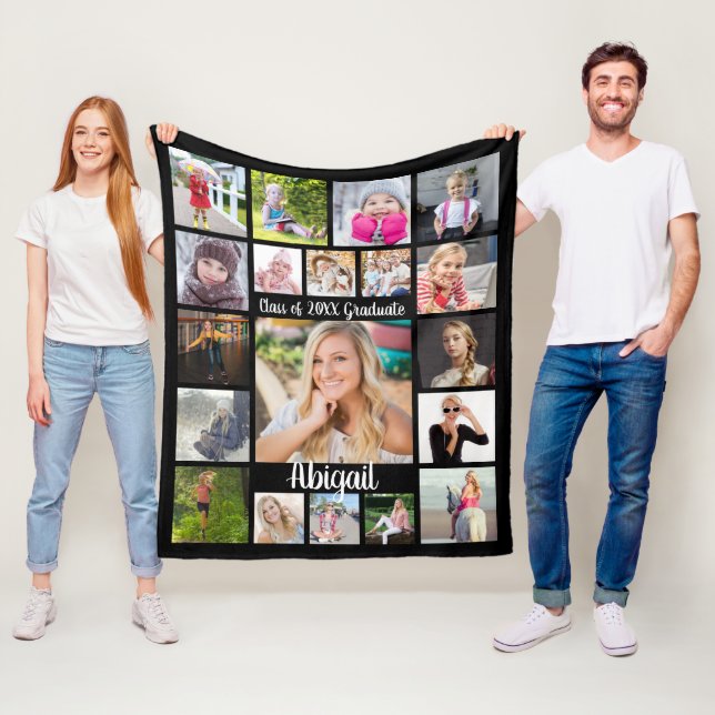 Handgeschriebenes Skript 19 Foto Collage Graduate  Fleecedecke (Beispiel)