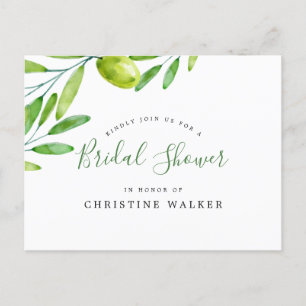 Handgeschriebenes Skript-Brautparty für eine Olive Einladungspostkarte