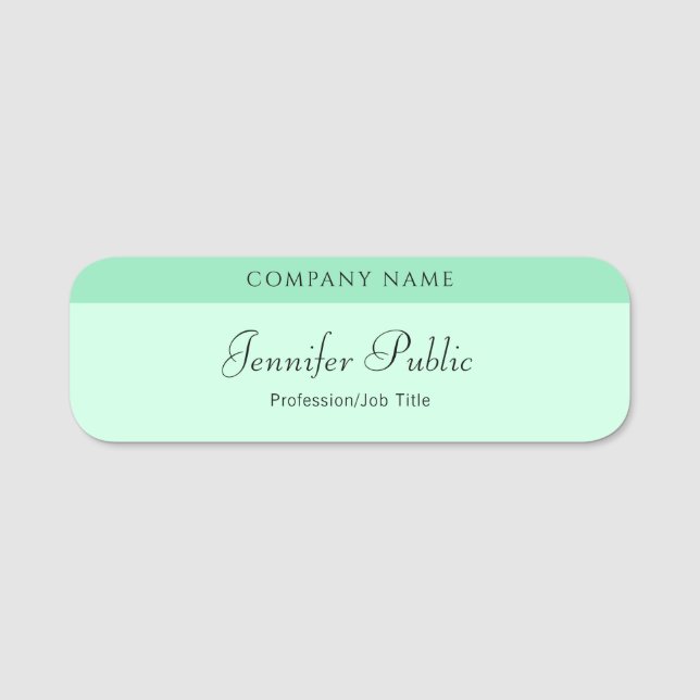Handgeschriebenes Skript Elegante Template Mint Gr Namensschild (Vorderseite)