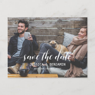 Handgeschriebenes Skript-Foto Save the Date Postka Einladungspostkarte